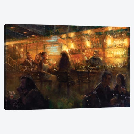 Meeting Friends At The Bar II Canvas Print #CCK170} by Christopher Clark Canvas Wall Art