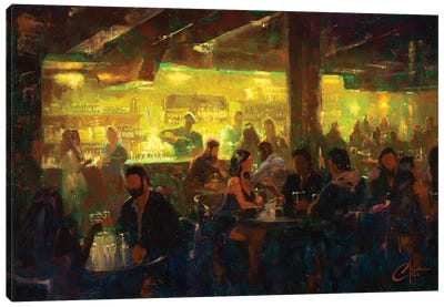 New York City, Bar I Canvas Art Print - Illuminated Oil Paintings