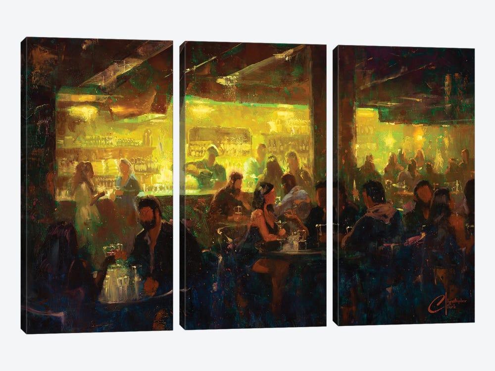 New York City, Bar I by Christopher Clark 3-piece Canvas Art Print