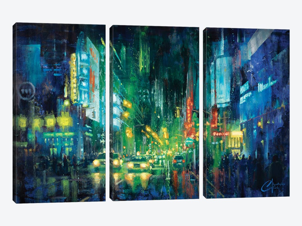 New York City, Times Square by Christopher Clark 3-piece Canvas Artwork