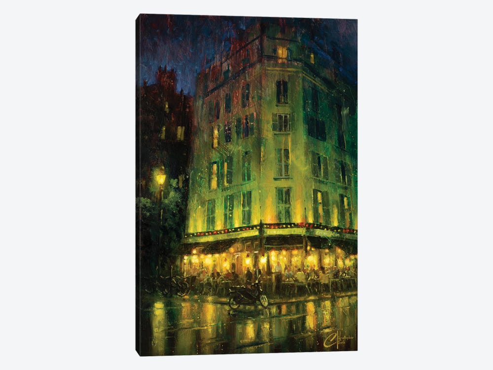 Paris, Cafe Atmosphere by Christopher Clark 1-piece Canvas Art Print