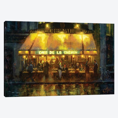 Paris, Cafe De Le Chemin Canvas Print #CCK190} by Christopher Clark Canvas Wall Art