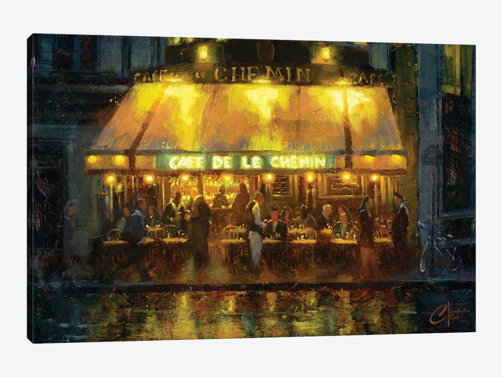 Paris, Cafe De Le Chemin by Christopher Clark 1-piece Canvas Art Print