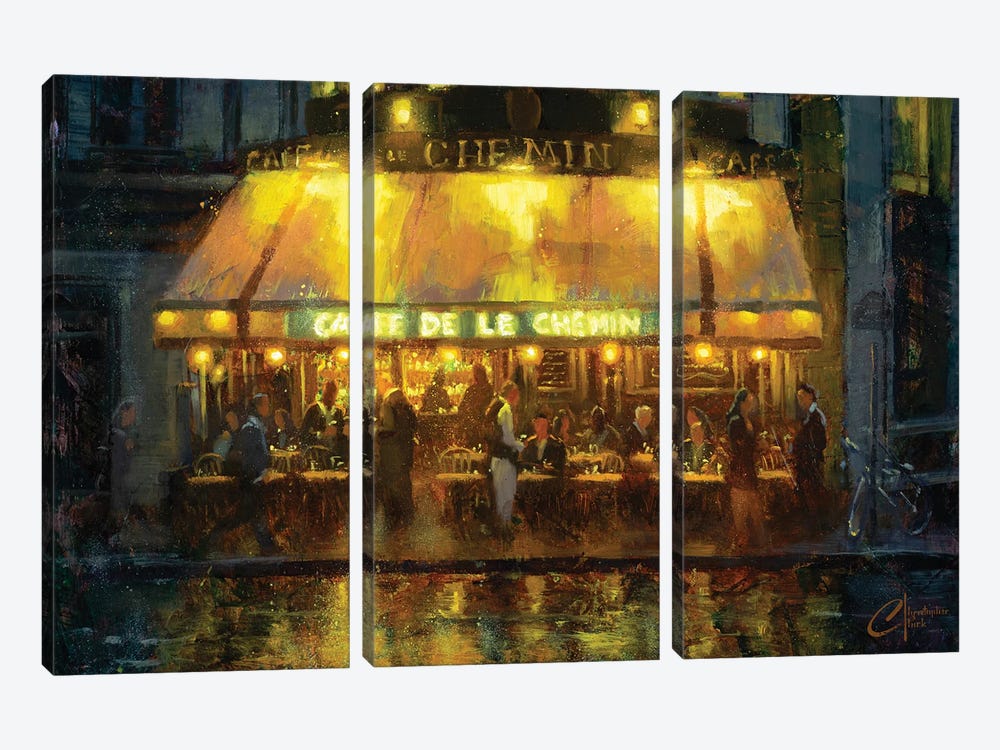 Paris, Cafe De Le Chemin by Christopher Clark 3-piece Art Print