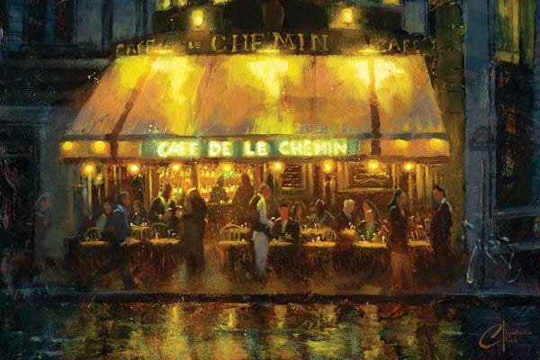 Rain: Paris, Cafe De Le Chemin by Christopher Clark