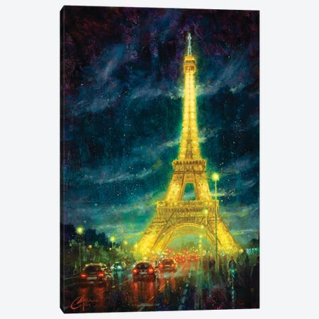 Paris, Eiffel Tower Glow Canvas Print #CCK191} by Christopher Clark Canvas Artwork
