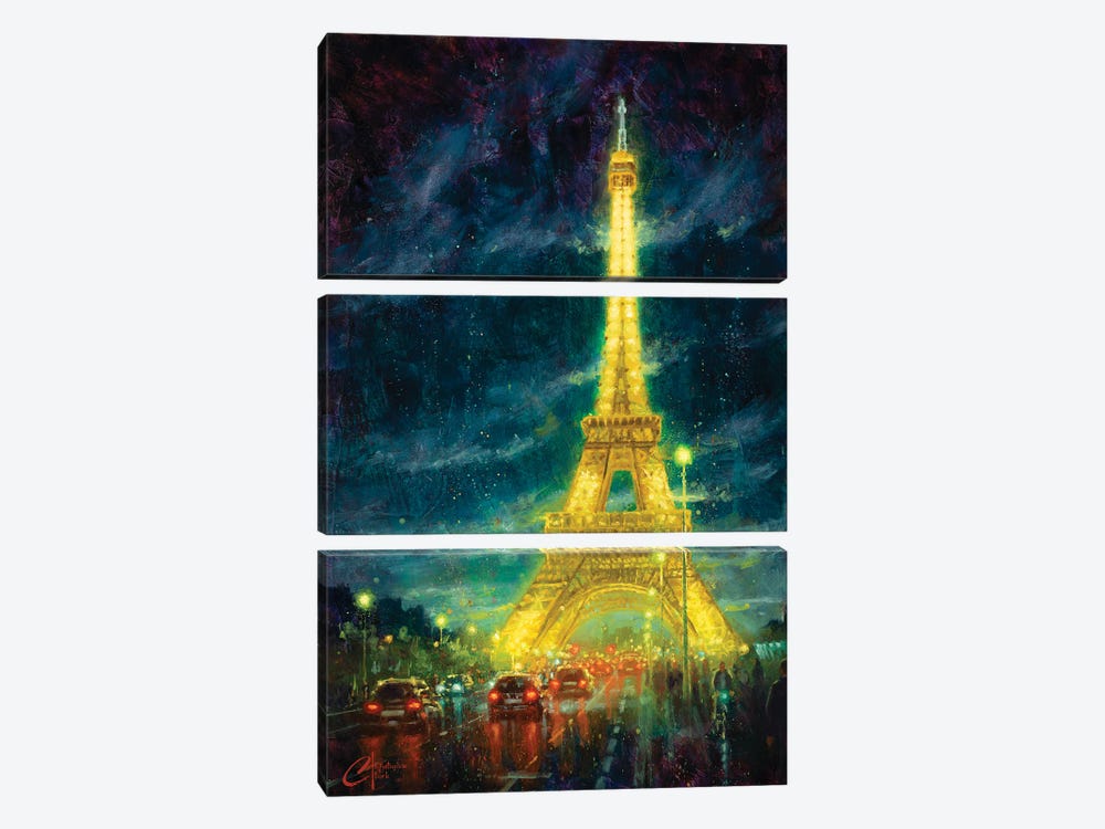 Paris, Eiffel Tower Glow by Christopher Clark 3-piece Canvas Wall Art
