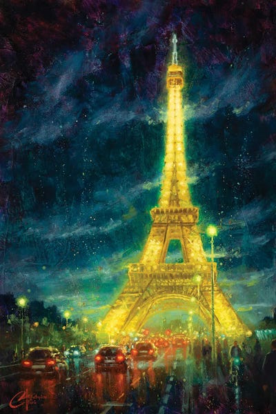 Rain: Paris, Eiffel Tower Glow by Christopher Clark