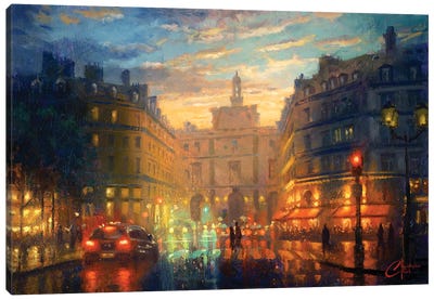 Paris, Hotel Du Louvre Canvas Art Print - Illuminated Oil Paintings