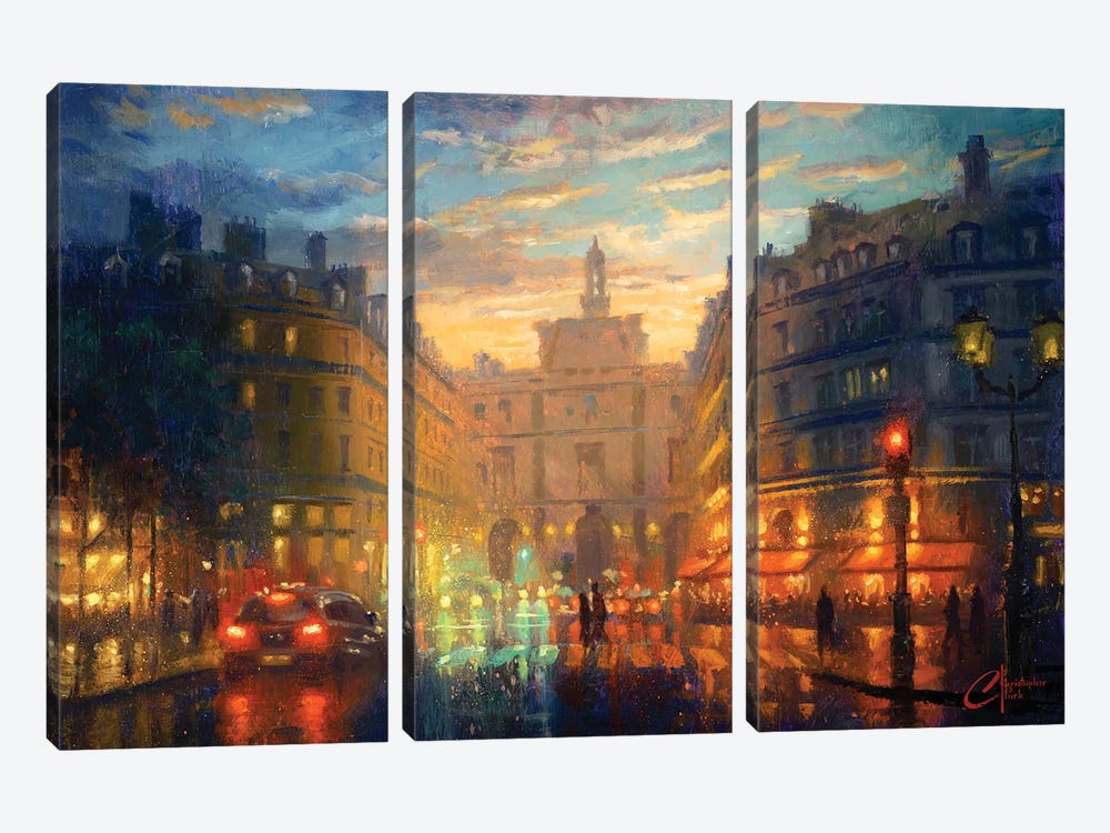 Paris, Hotel Du Louvre by Christopher Clark 3-piece Canvas Print