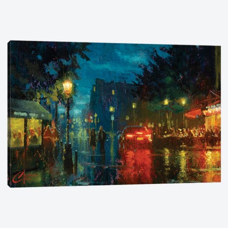 Paris, Rainy Street Canvas Print #CCK193} by Christopher Clark Canvas Wall Art