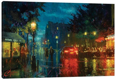 Paris, Rainy Street Canvas Art Print - Christopher Clark