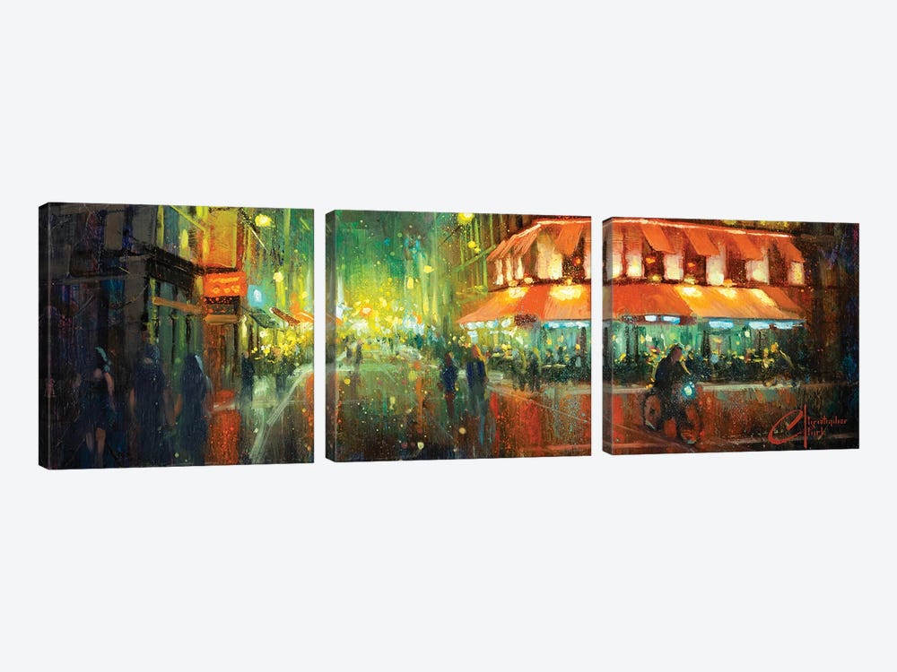 Paris, Rainy Street II by Christopher Clark 3-piece Canvas Print