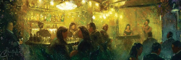 Illuminated Oil Paintings: Milan Bar by Christopher Clark