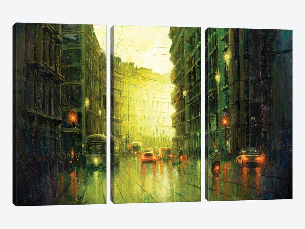 Milan Street, Large by Christopher Clark 3-piece Canvas Art Print