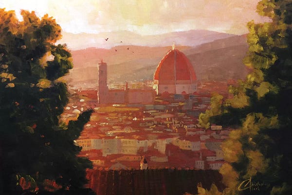 Detailed Oil Painters: The Duomo From A Distance - Florence, Italy by Christopher Clark