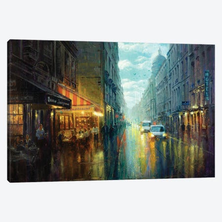 Paris Rainy Cafe, Large Canvas Print #CCK210} by Christopher Clark Art Print