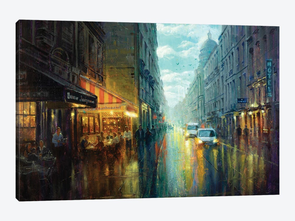 Paris Rainy Cafe, Large by Christopher Clark 1-piece Canvas Print