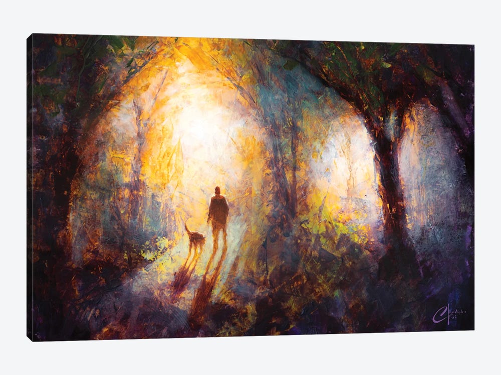 Dog Walking by Christopher Clark 1-piece Canvas Wall Art