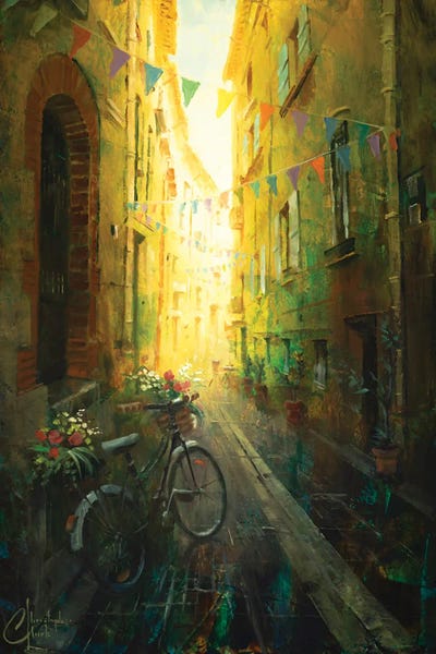French Bicycle Street by Christopher Clark framed wall art