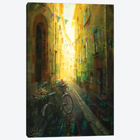 French Bicycle Street Canvas Print #CCK212} by Christopher Clark Canvas Print
