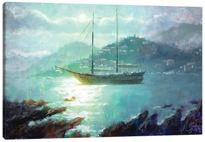 French Harbor I Canvas Art Print - Turquoise Art
