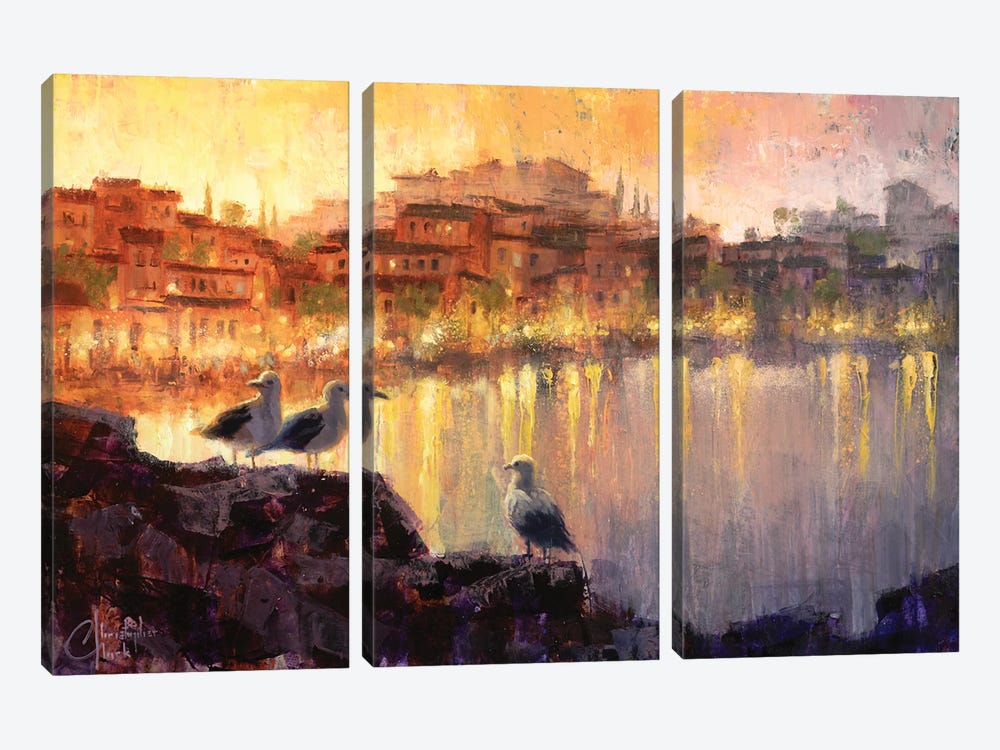 French Harbor II by Christopher Clark 3-piece Canvas Wall Art