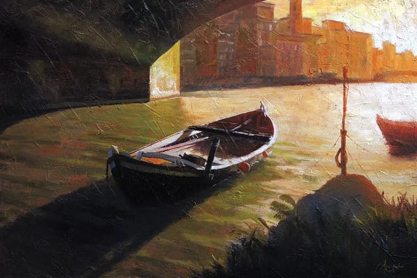 Rowboats: Florence, Italy - Under The Ponte Vecchio Ii by Christopher Clark