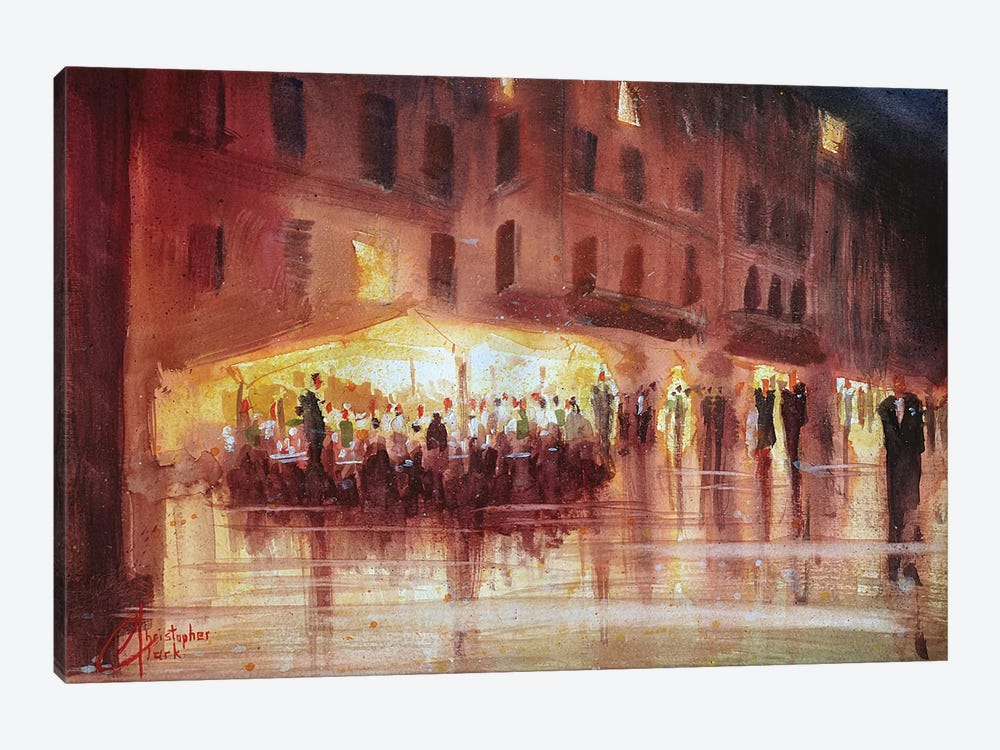 Genova, Italy - Night Cafe by Christopher Clark 1-piece Canvas Art Print