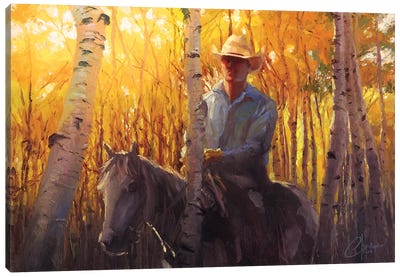 Aspen Cowboy Canvas Art Print - Western Décor