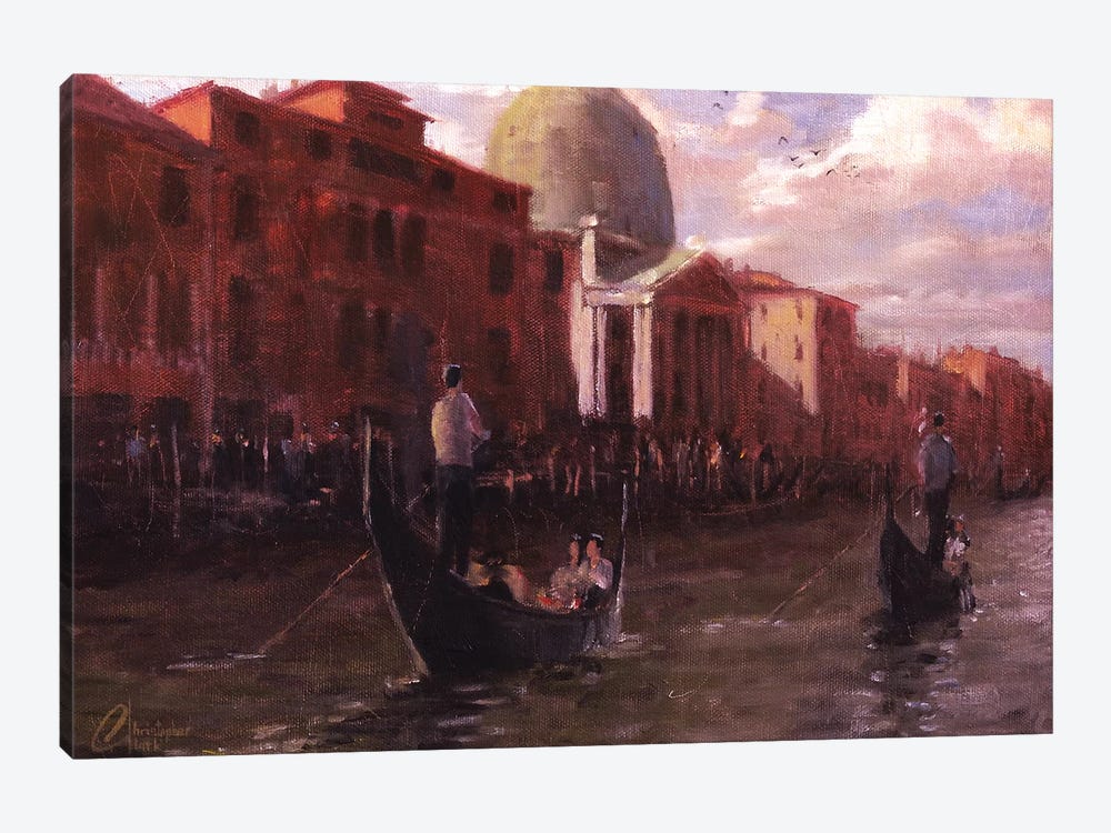 Gondoliers In Venice, Italy by Christopher Clark 1-piece Canvas Art