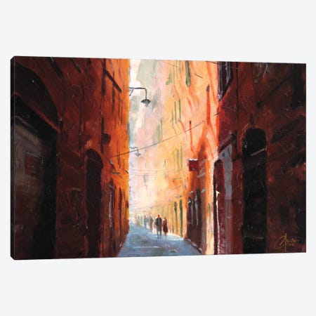 Italian Street On A Cool Afternoon Canvas Print #CCK35} by Christopher Clark Canvas Artwork
