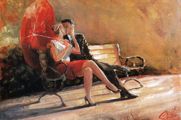 Umbrellas: Kiss In The Park I by Christopher Clark