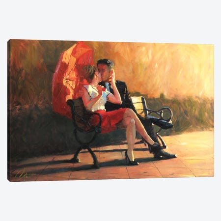 Kiss In The Park II Canvas Print #CCK39} by Christopher Clark Art Print