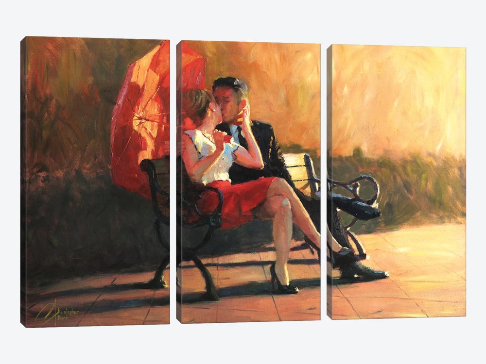 Kiss In The Park II by Christopher Clark 3-piece Canvas Wall Art