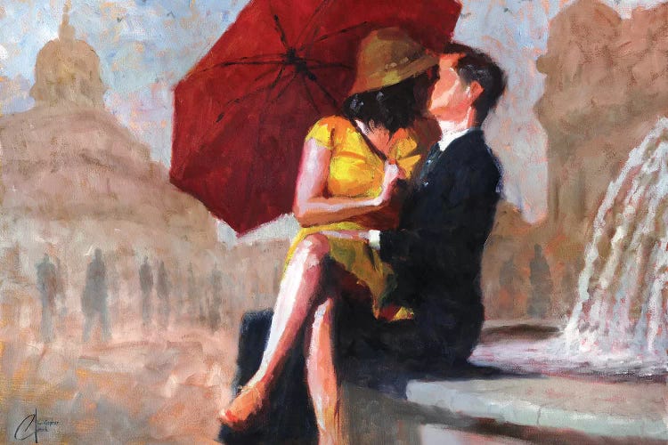 Kiss In The Piazza by Christopher Clark wall art