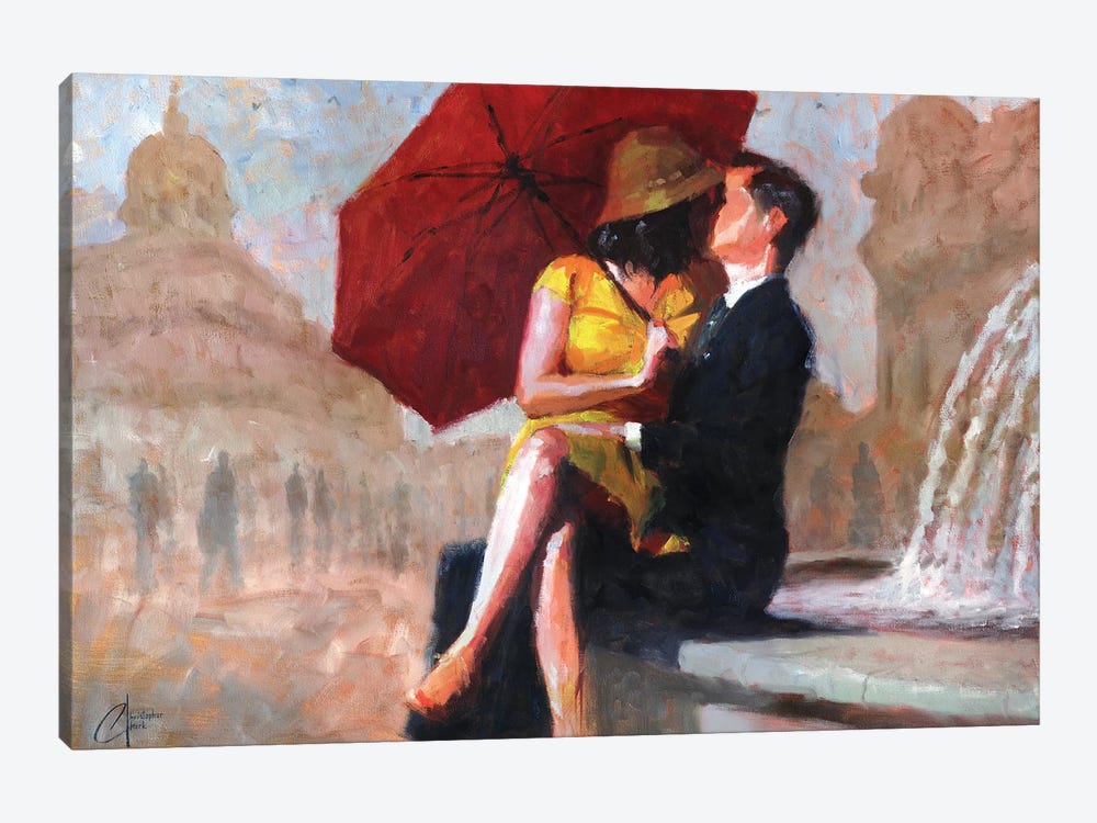 Kiss In The Piazza by Christopher Clark 1-piece Canvas Art