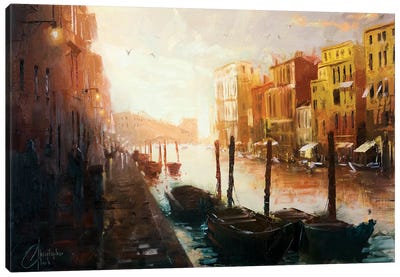 Life In Venice, Italy Canvas Art Print - Veneto Art