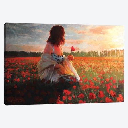 Love In A Field Of Poppies Canvas Print #CCK47} by Christopher Clark Canvas Art Print