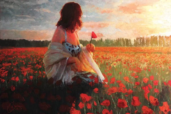 Romantic Bedroom (Love): Love In A Field Of Poppies by Christopher Clark