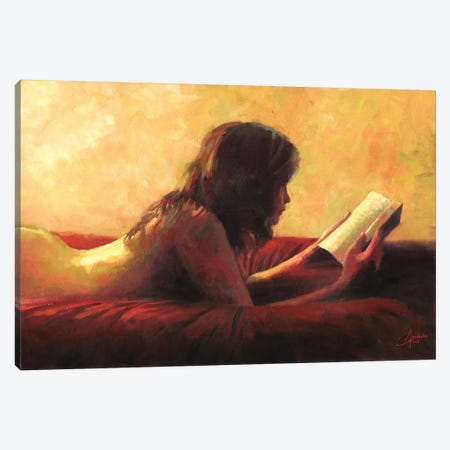 Reading In Bed Canvas Print #CCK52} by Christopher Clark Canvas Print