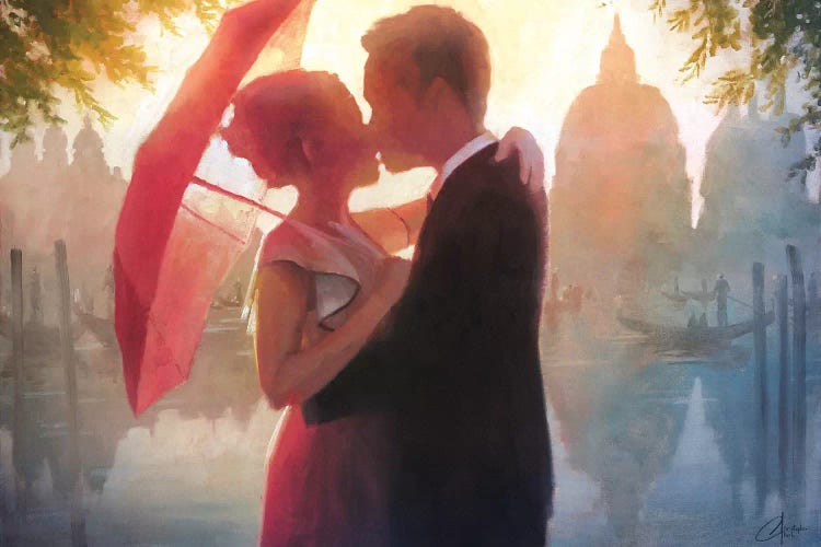 Red Umbrella In Venice by Christopher Clark wall art