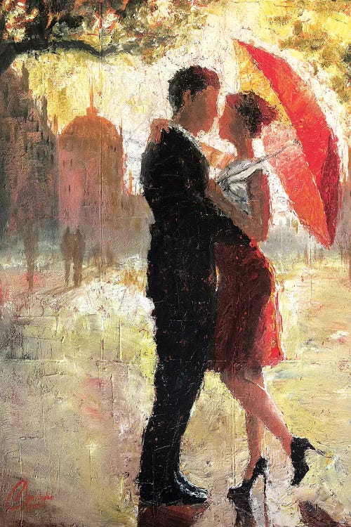 Red Umbrella Romance I by Christopher Clark wall art