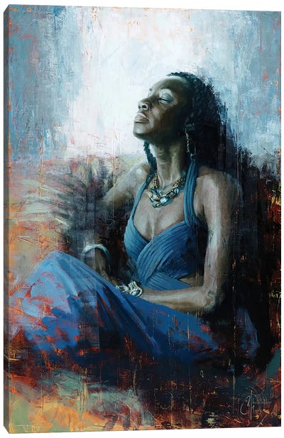 Regal Blue Canvas Art Print - Modern Portraiture