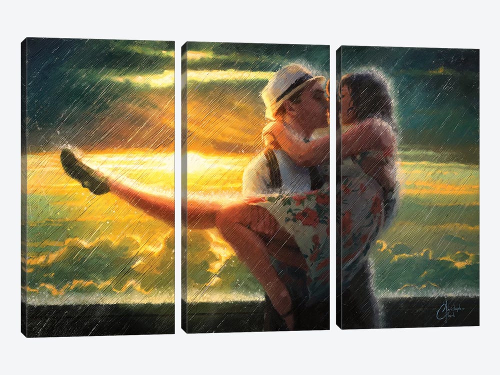 Romance In The Rain by Christopher Clark 3-piece Canvas Wall Art