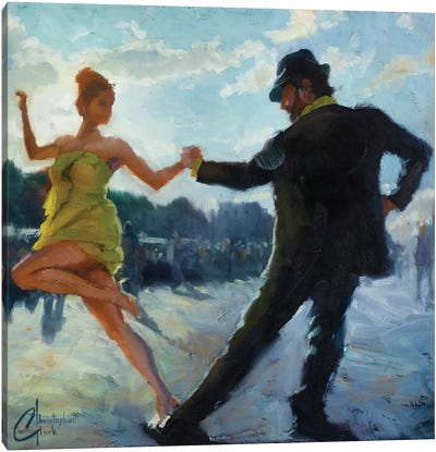 Tango In The Piazza Canvas Art Print - Couple Art