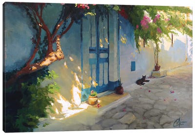 Tunisia - The Sleepy Cat Canvas Art Print - Mediterranean Décor
