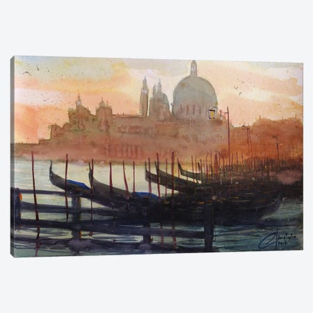 Venice, Italy - Sunset Gondolas I Canvas Print #CCK81} by Christopher Clark Canvas Art