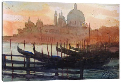 Venice, Italy - Sunset Gondolas I Canvas Art Print - Christopher Clark
