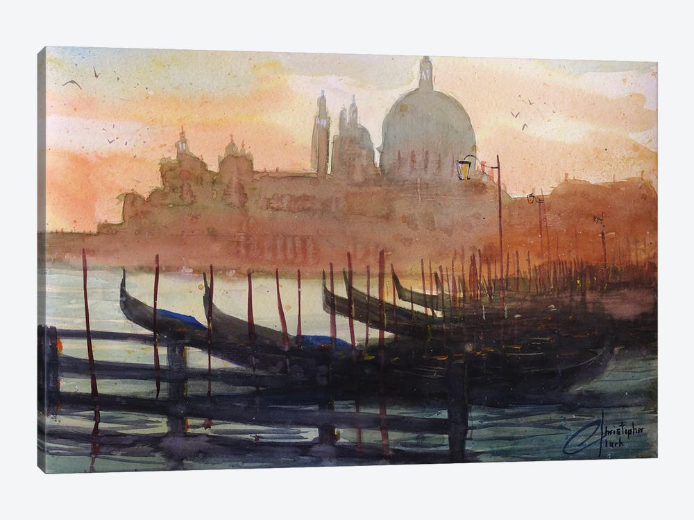 Venice, Italy - Sunset Gondolas I by Christopher Clark 1-piece Canvas Art Print